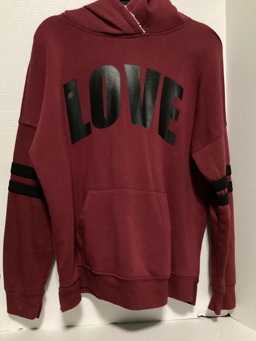 No Boundaries Maroon Hoodie with Black LOVE Print XL